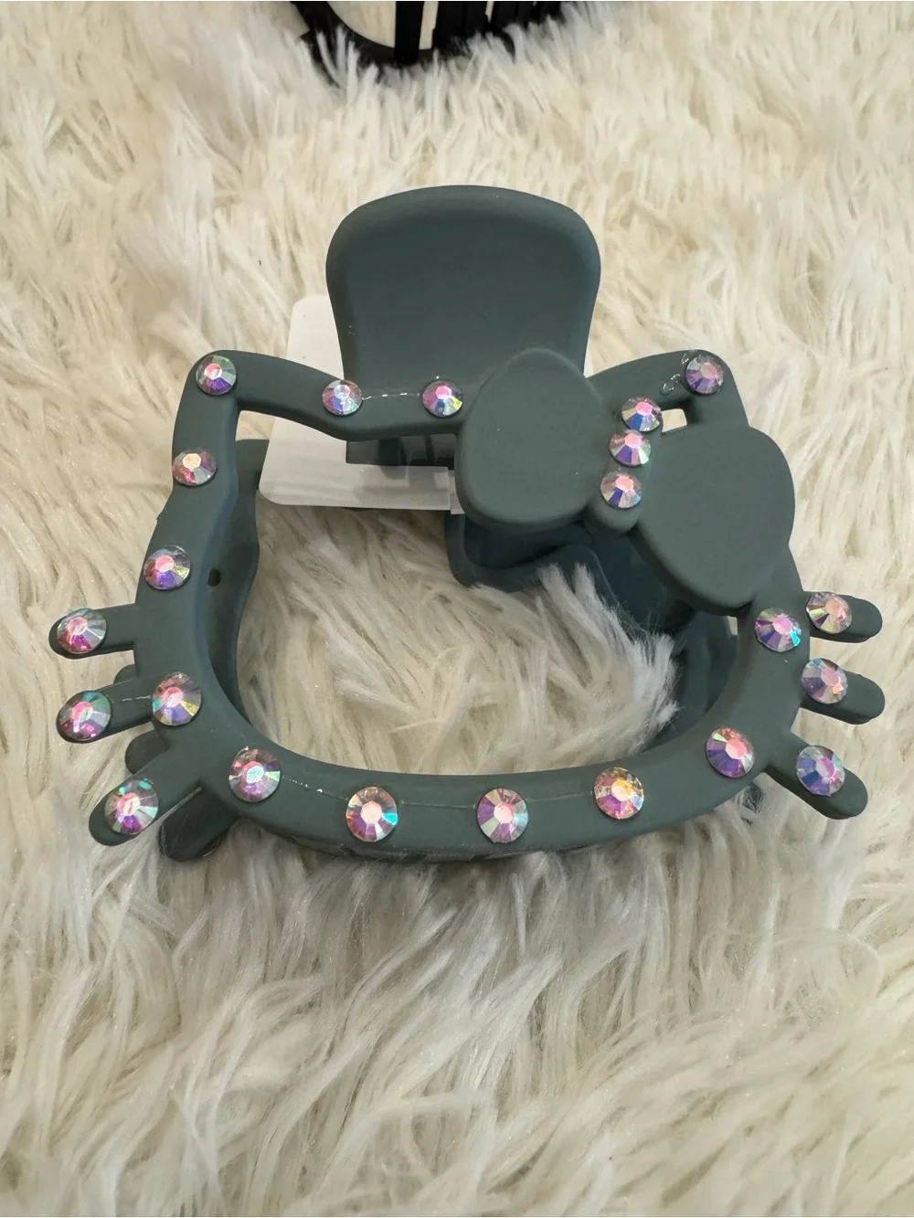 Hello kitty Rhinestone Bow Hair Clip claw  - Teal